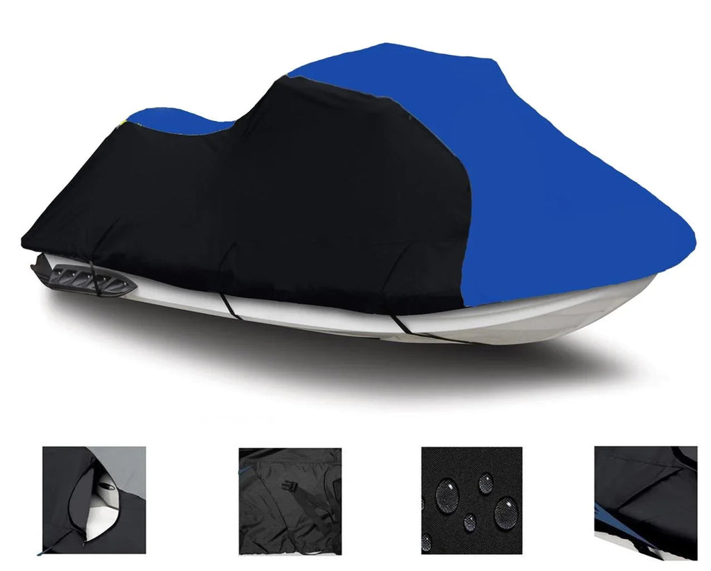 BLACK / BLUE HEAVY-DUTY, 600 DENIER Wrap Fitting for Kawasaki STS 900 2001 2002 Jet Ski Shield PWC Shield