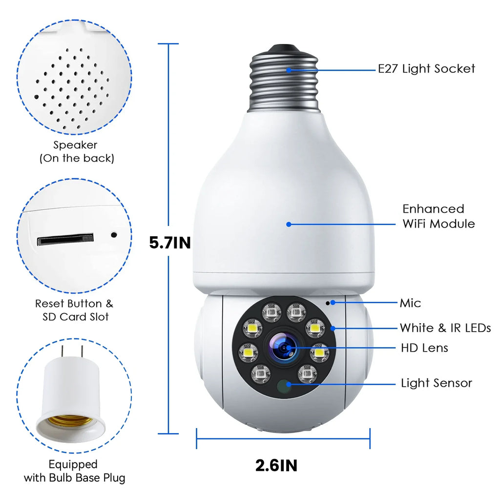 Toguard 2 PACKS SC16 Light Bulb Security Camera Outdoor Wireless WiFi Dome Surveillance Camera
