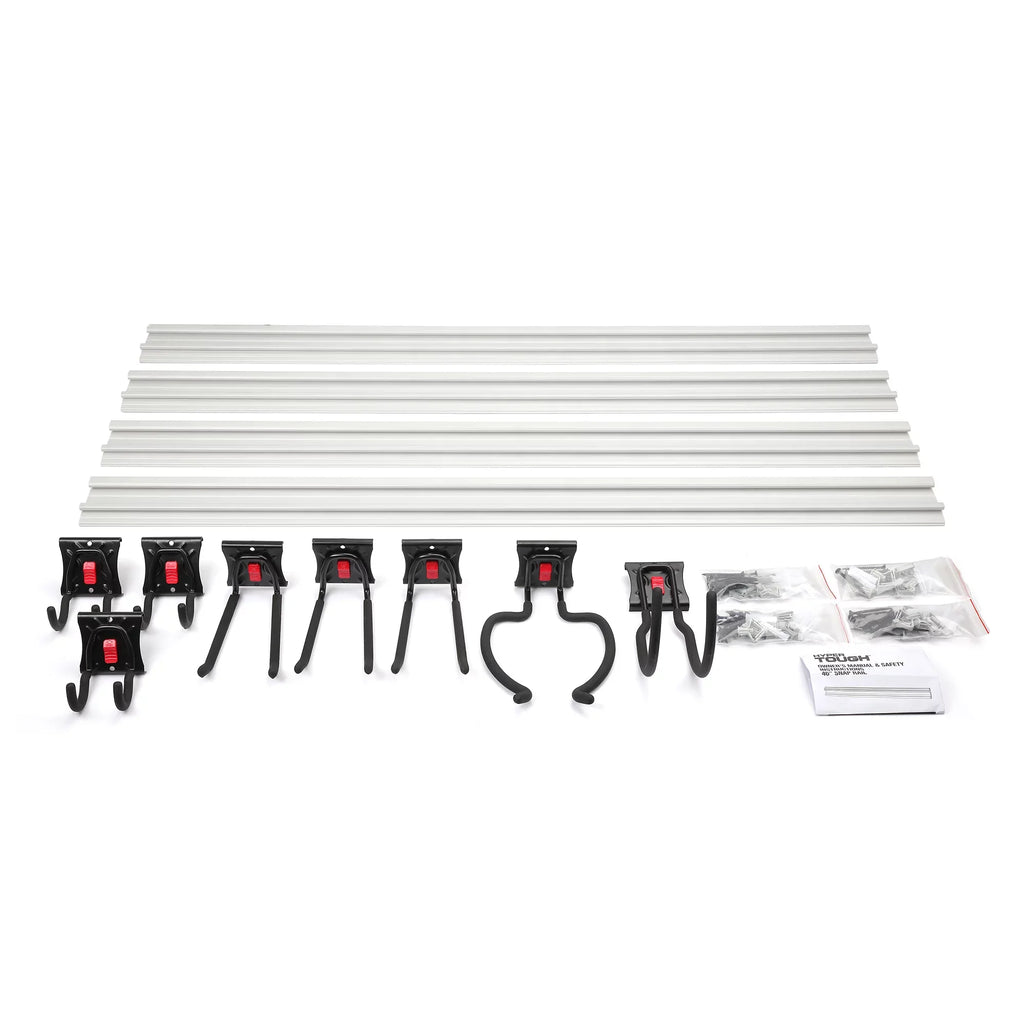 Hyper Tough 12-Piece Quick-Release Snap Rail Kit Garage Organizer System
