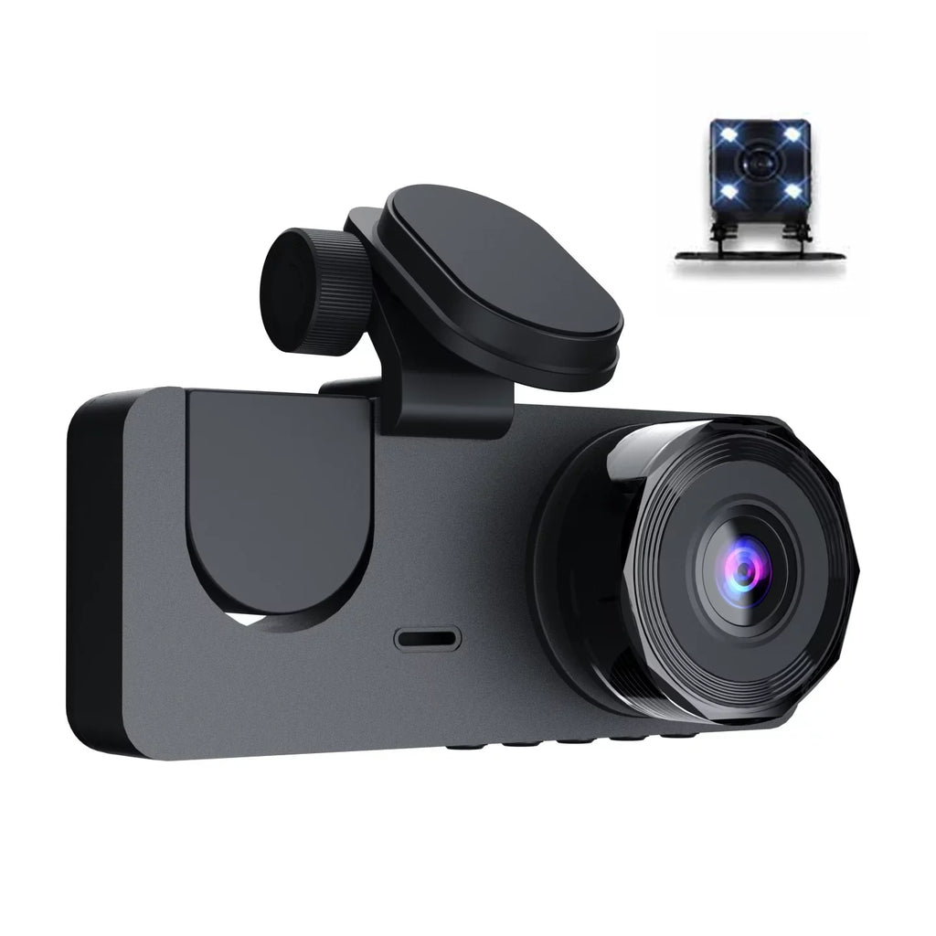 Shinysix 1080P DVR Dash Camera Front & Inside & Rear Camera Driving Recorder 2 Inch Screen Dashcam Support Night-Vision Loop Recording Motion Detection One-Key Lock