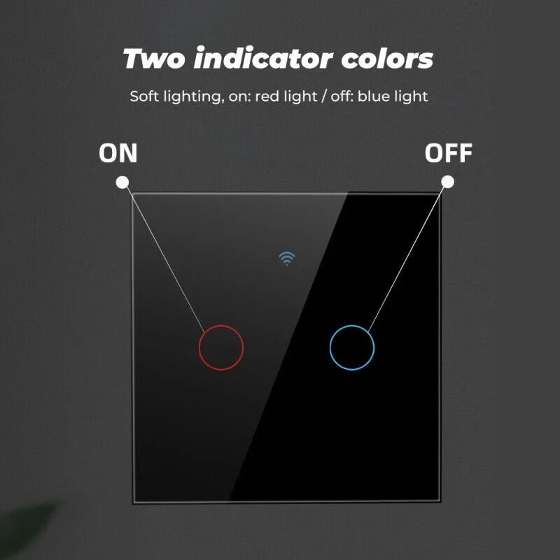 TUYA WiFi+433MHZ Smart Touch Switch Home Light Wall Glass Panel Button 3/4Gang