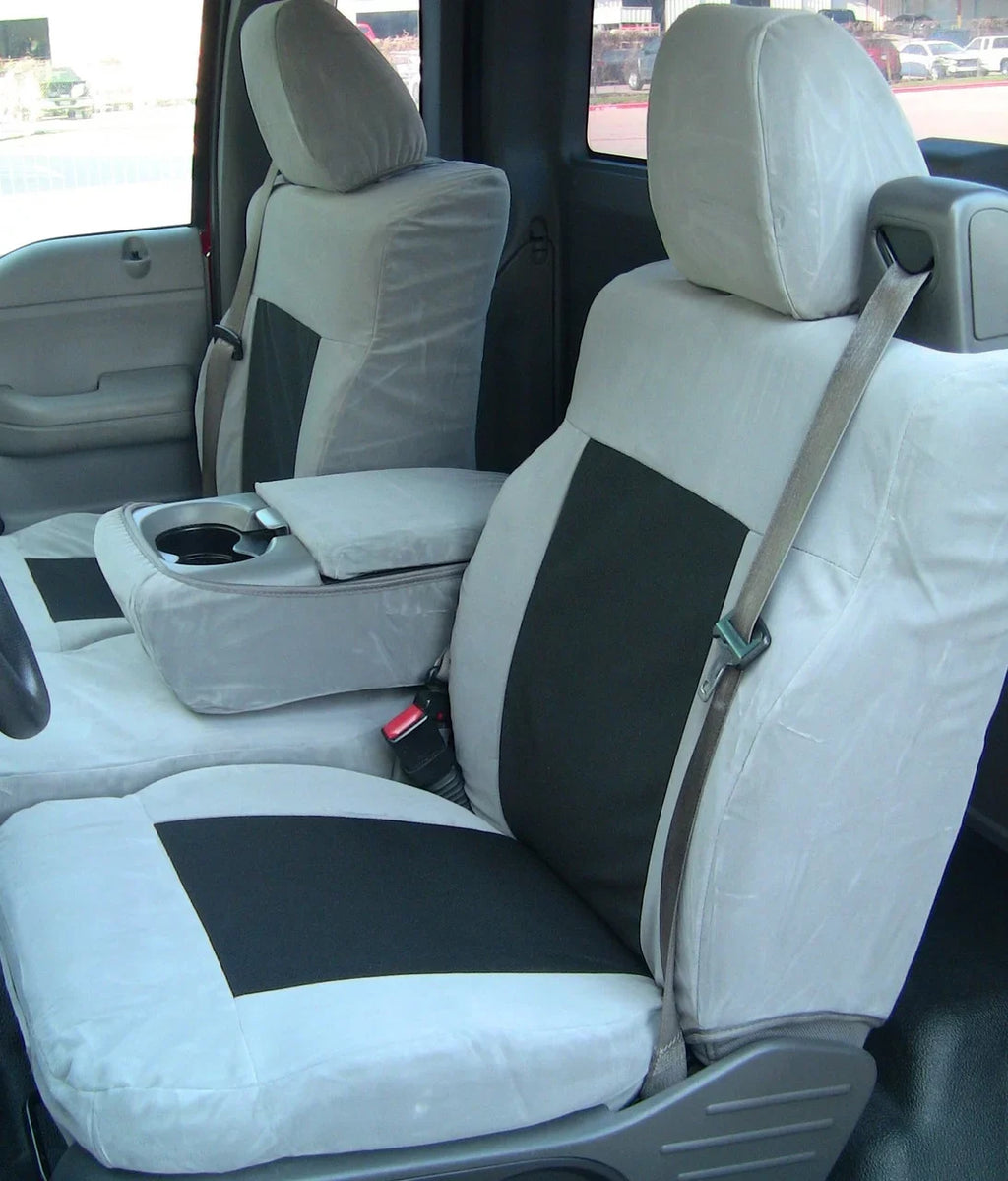 F369 2004-2008 Ford F150 XLT Super Cab Front 40/20/40 Split Seat with Adjustable Headrests, Center Opening Console in Gray Twill