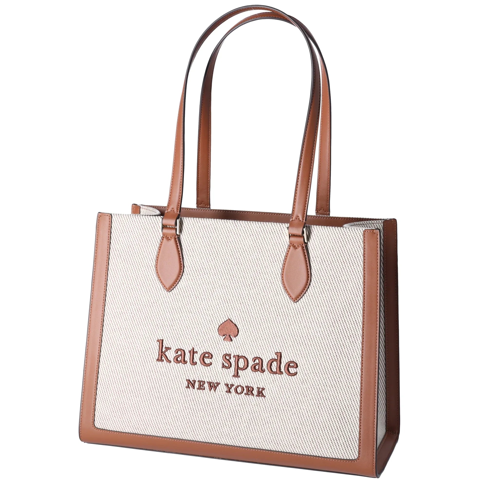 Kate Spade KF508 Ellie Canvas Leather Large Shoulder Tote Warm Gingerbread