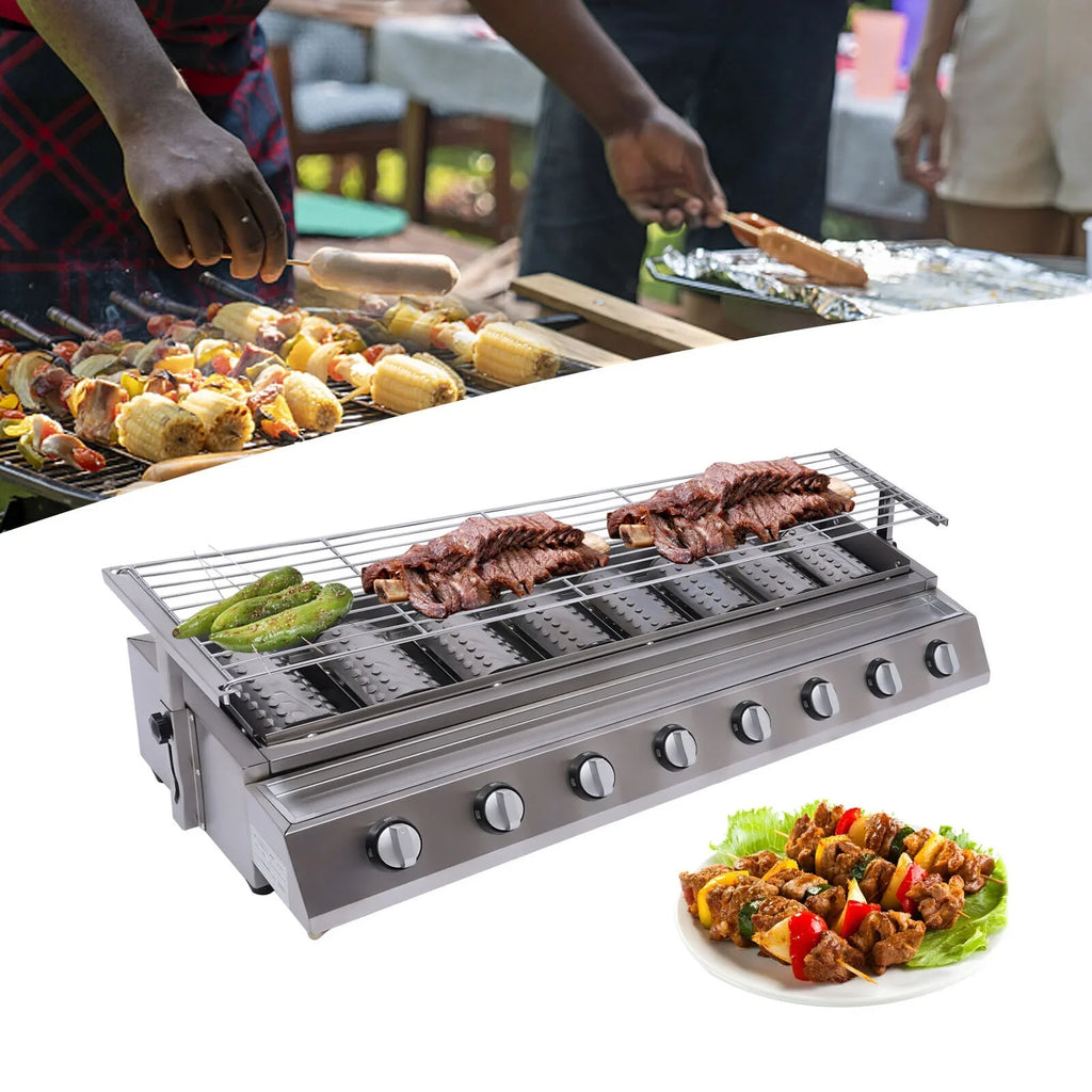 Large Gas Grill Outdoor Party 8 Burner BBQ Grill Commercial Adjustable Height Gas Grill