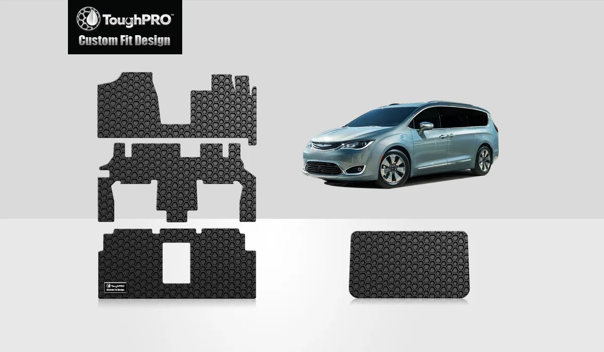 ToughPRO - Full Set with Cargo Mats Suitable with DODGE Grand Caravan - All Environment Heavy Duty (Made in USA) - Black Rubber - 2016