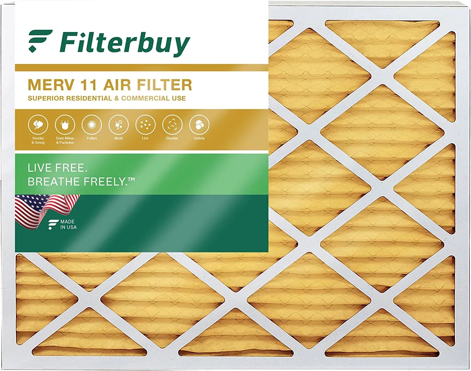 Filterbuy 24x25x1 MERV 11 Pleated HVAC AC Furnace Air Filters (1-Pack)