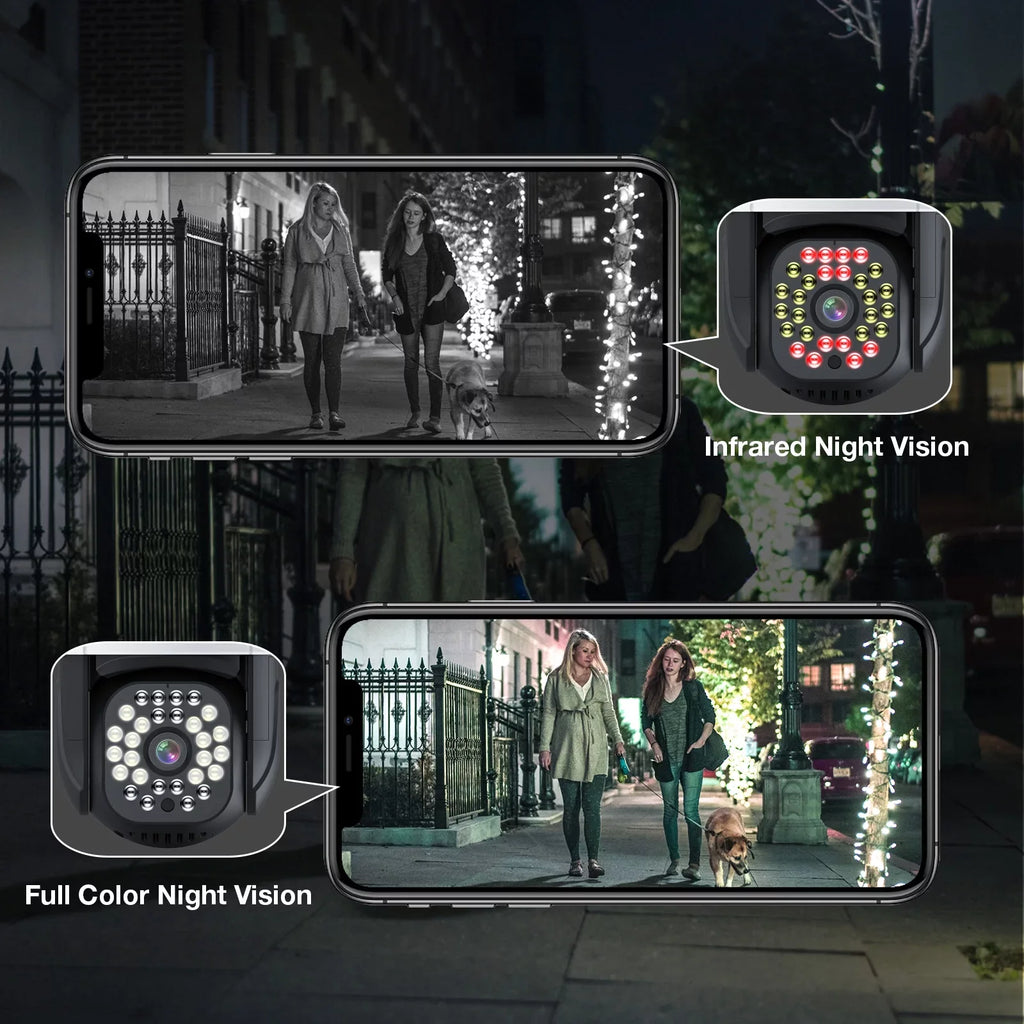 TOPVISION Security Cameras WiFi Door Camera, 2K Full Color Night Vision Outdoor Camera Home Camera with 360° PTZ View, Motion Detection, Siren, 2 Way Audio (2.4Ghz WiFi, Plug in)