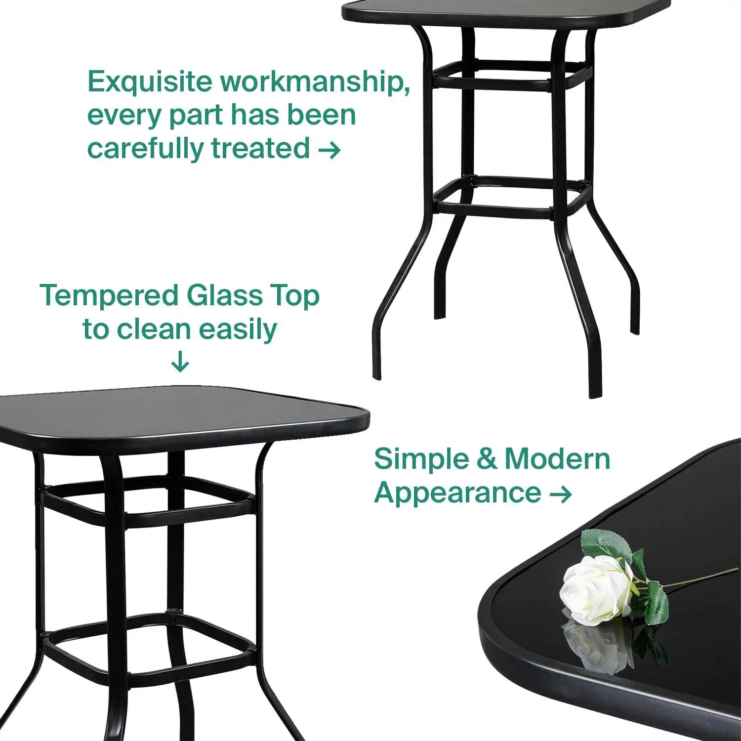Lilac Strong & Solid Glass Bar Table For Deck Or Porch