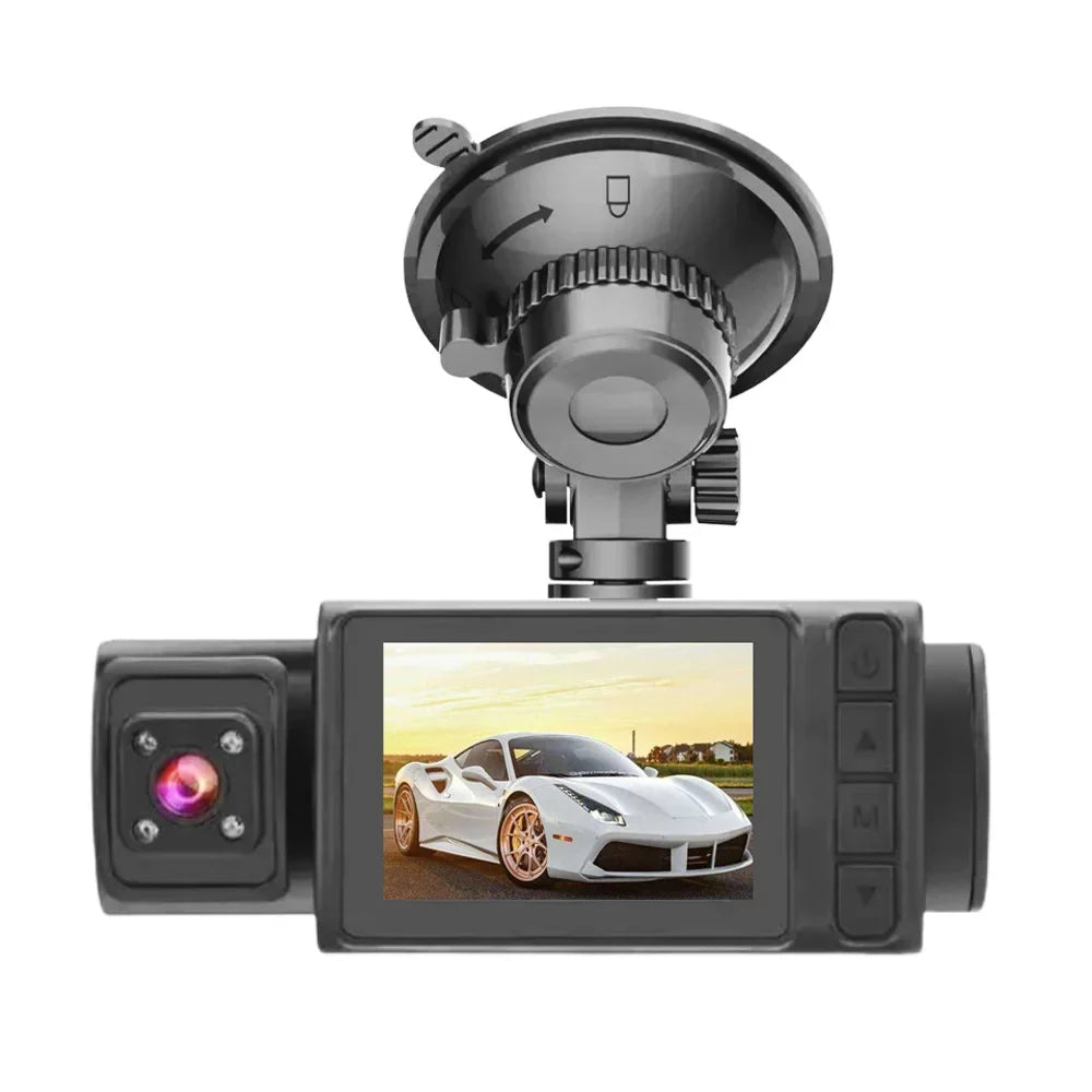 Shinysix 3 Cameras Dash Cam 2in Clear Car Rearview Mirror Car Video Recording Camcorder Multi-Language Car Camera Recorder Auto Safety Driving Recorder
