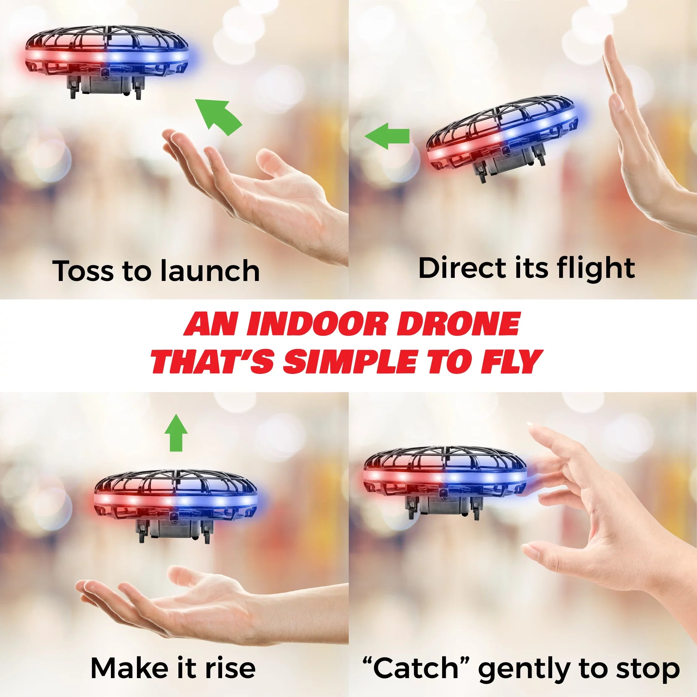 Force1 Scoot Mini UFO Drone | Kids Aerial Mini Drone Hand Controlled Indoor Flying Hover Ball with LED Lights Toy for Boys and Girls