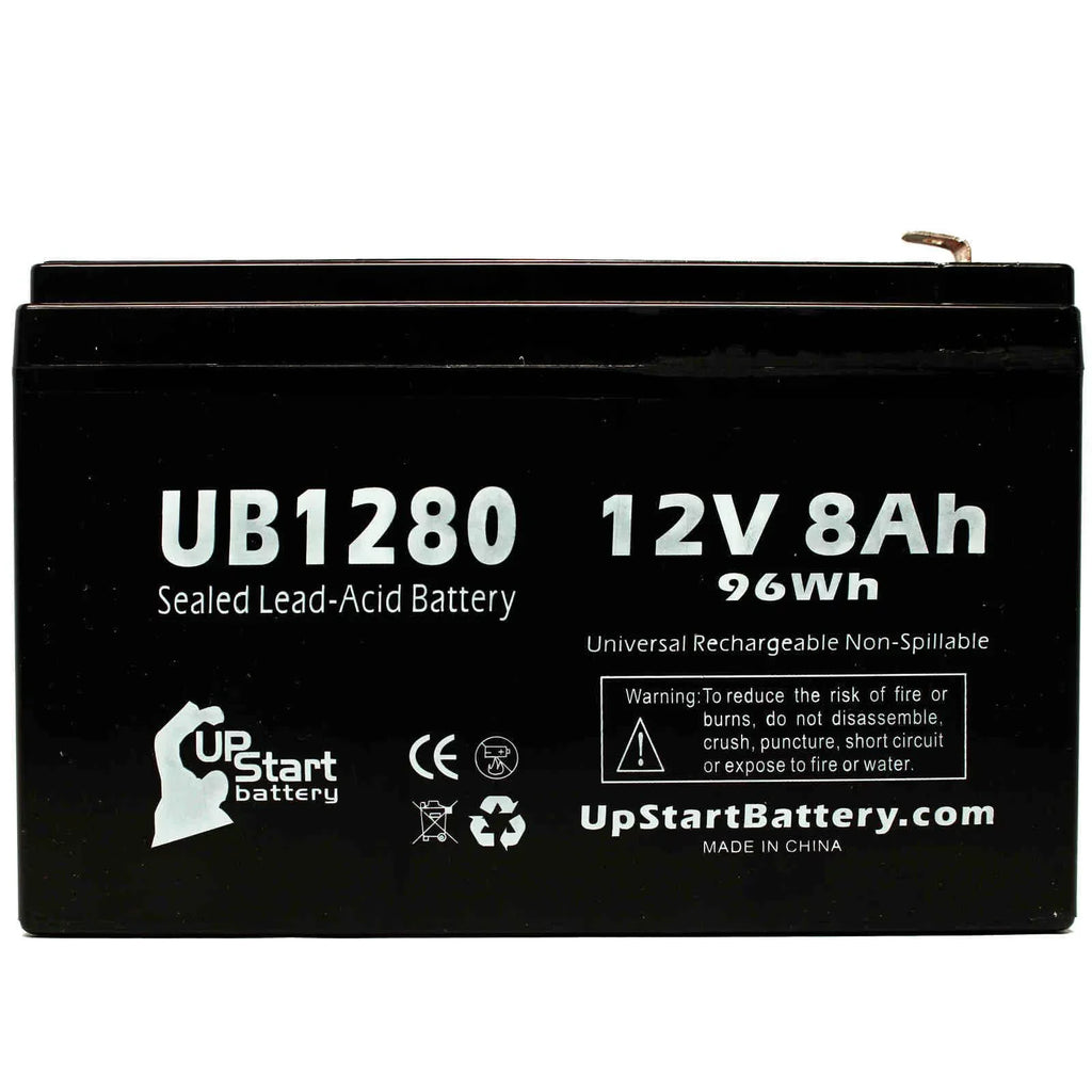 3x Pack - Matching Opti-ups 280ES Battery - Replacement UB1280 Universal Sealed Lead Acid Battery (12V, 8Ah, 8000mAh, F1 Terminal, AGM, SLA) - Includes 6 F1 to F2 Terminal Adapters