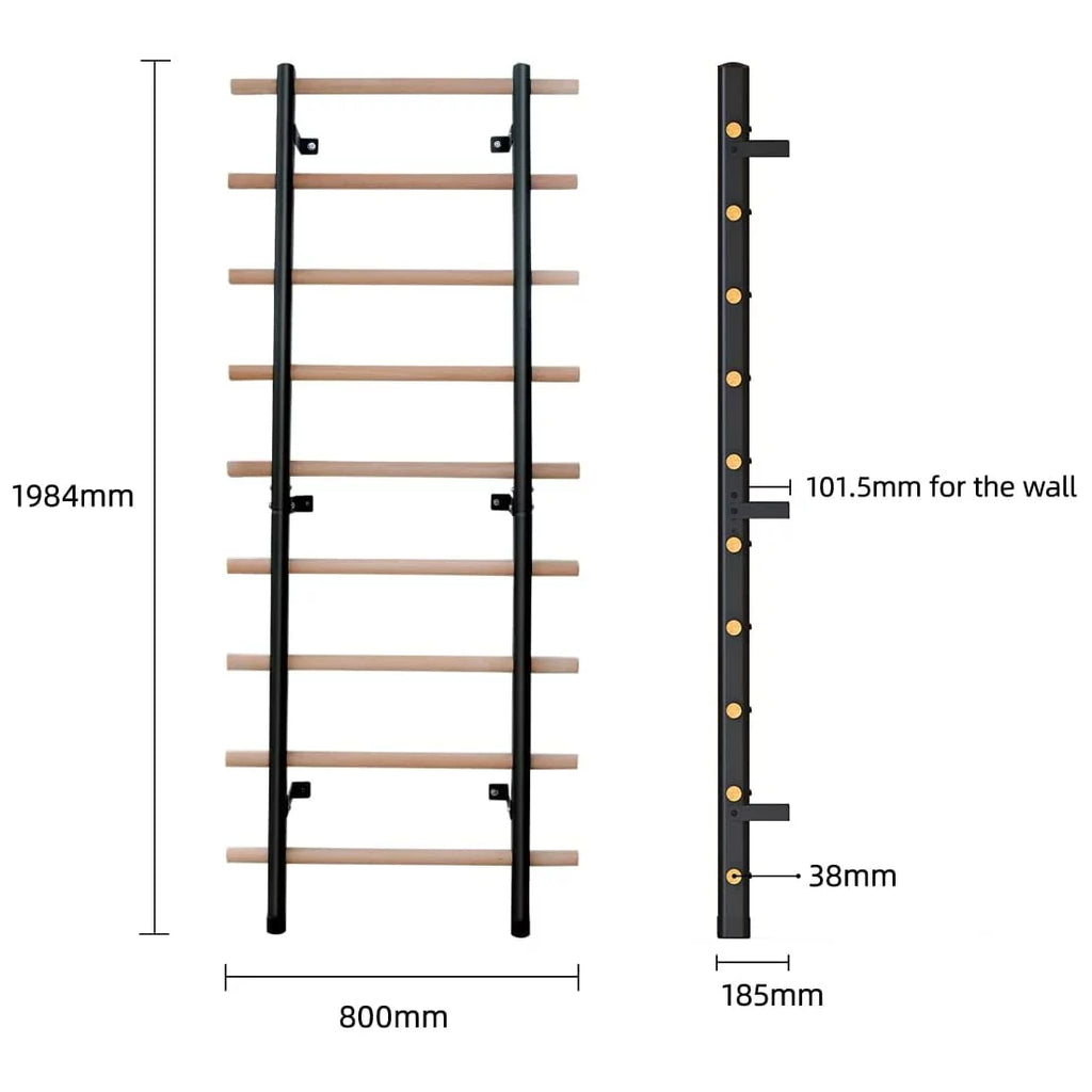 DHT WA2 Stall Bar Beech Wood Bars Steel Frame Gymnastics Ballet Wall Ladder Rehabilitation