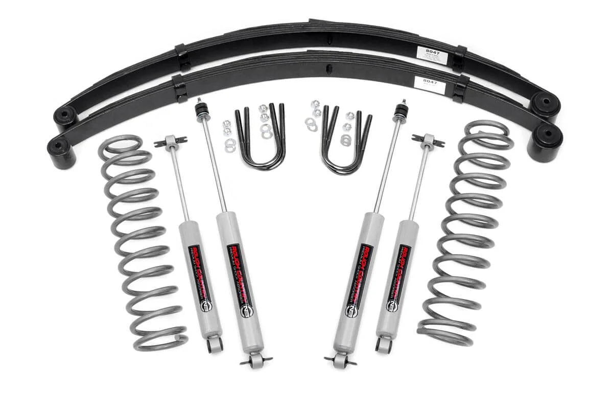 Rough Country 3" Lift Kit (fits) 1984-2001 Jeep Cherokee XJ | N3 Shocks | Leaf Springs Suspension System | 630N2