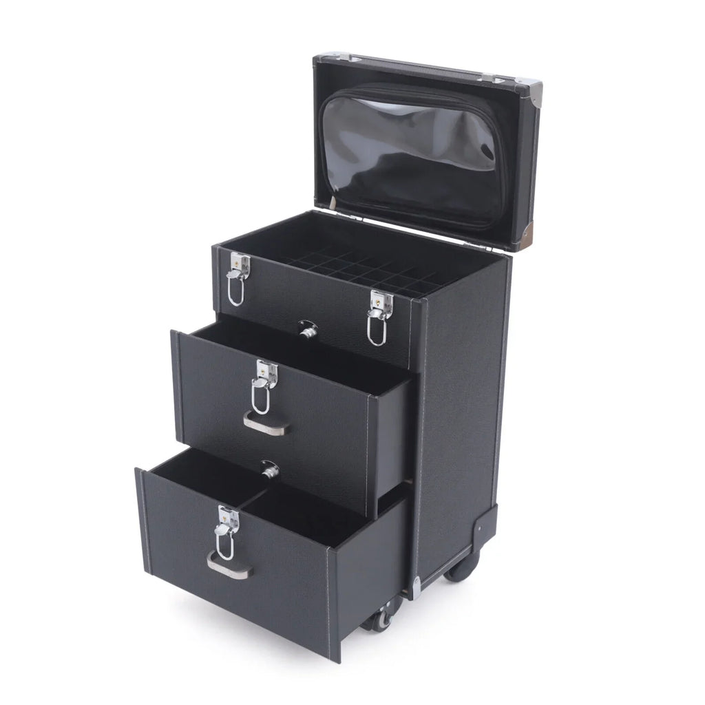 DENEST Nail Polish Storage box Travel Makeup Rolling Organizer Cosmetics Train Case with Wheels