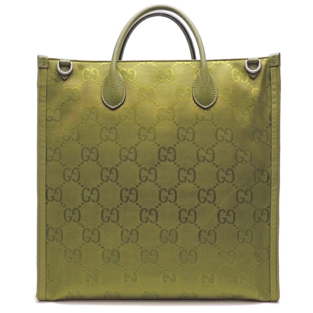 Pre-Owned Gucci GG Nylon Off The Grid Medium (Day Only) Ladies Tote Bag 696043 Recycled Lining Forest Green (Good)