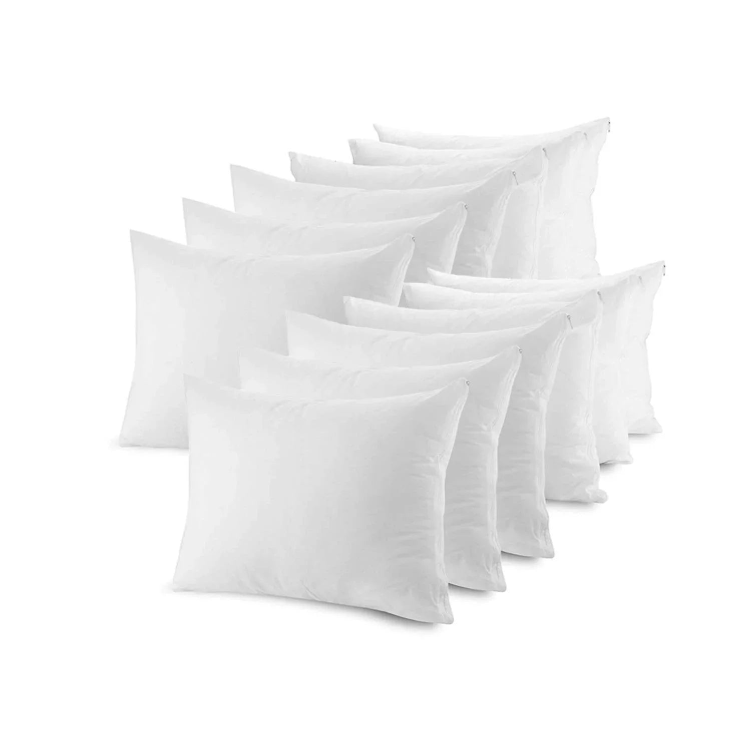 Poly-Cotton Zippered Pillow Wrap - Standard Size Pillow Protector - Protects from Dirt, Dust, and Debris - 12 Pack