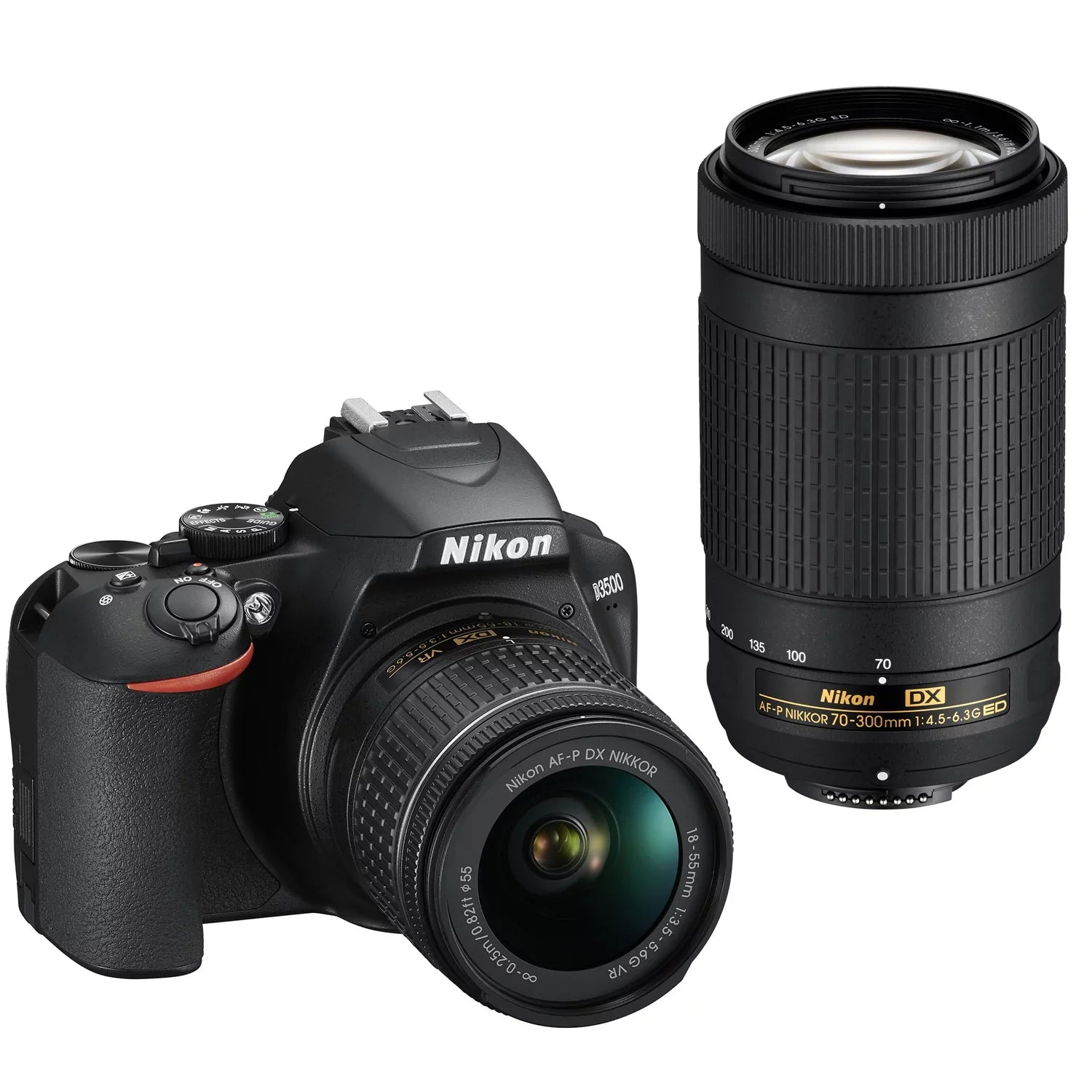 Nikon D3500 DX-Format DSLR Two Lens Kit with AF-P DX NIKKOR 18-55mm f/3.5-5.6G VR & AF-P DX NIKKOR 70-300mm f/4.5-6.3G ED, Black