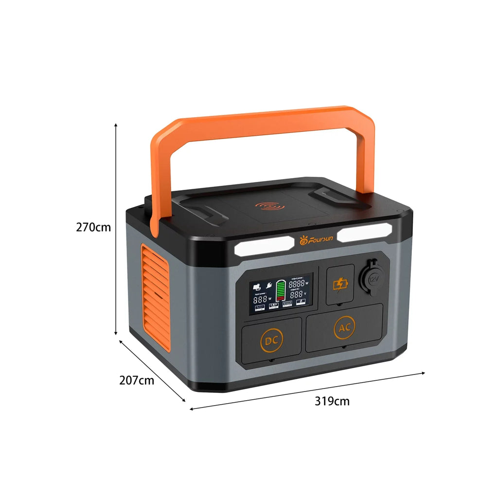 Foursun 1500W(3000W Peak) Portable Power Station,1598.4Wh with 2 x 1500W AC Outlets ,Wireless charge,PD 65W,Solar Generator for Home Backup, Emergency, Camping