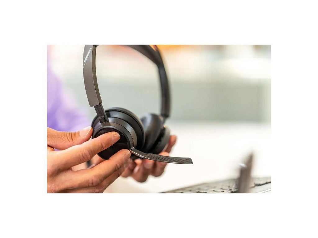 Poly Voyager Focus 2 USB-A Bluetooth Stereo Headset - Siri, Google Assistant - Stereo - USB Type A - Wired/Wireless - Bluetooth - 298.6 ft - 20 Hz - 20 kHz - On-ear, Over-the-head - Binaural - Supr...