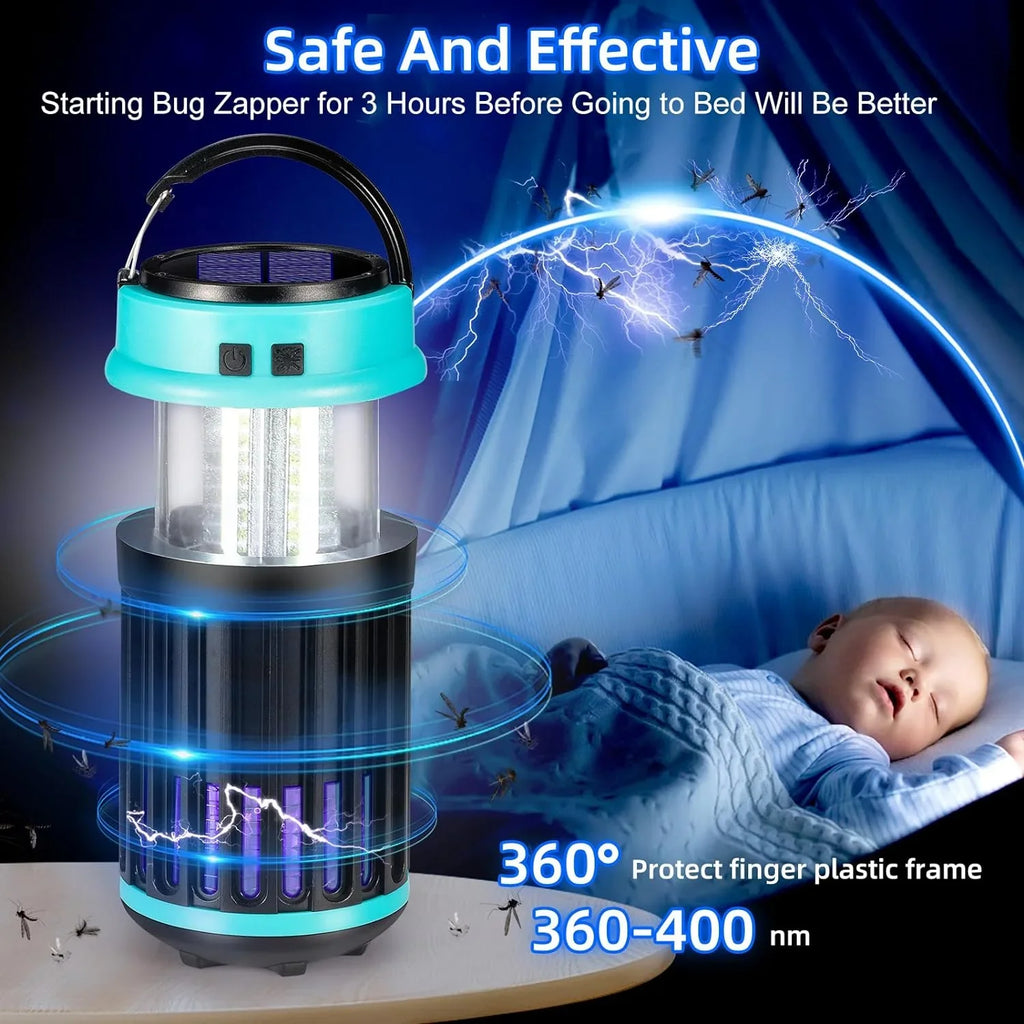 G·PEH 3 in 1 Bug Zapper, Rechargeable Bug Zapper Outdoor Indoor Fly Trap Waterproof, Mosquito Zapper with Emergency Light for Home, Solar Bug Zapper Outdoor for Home, Backyard, Camping