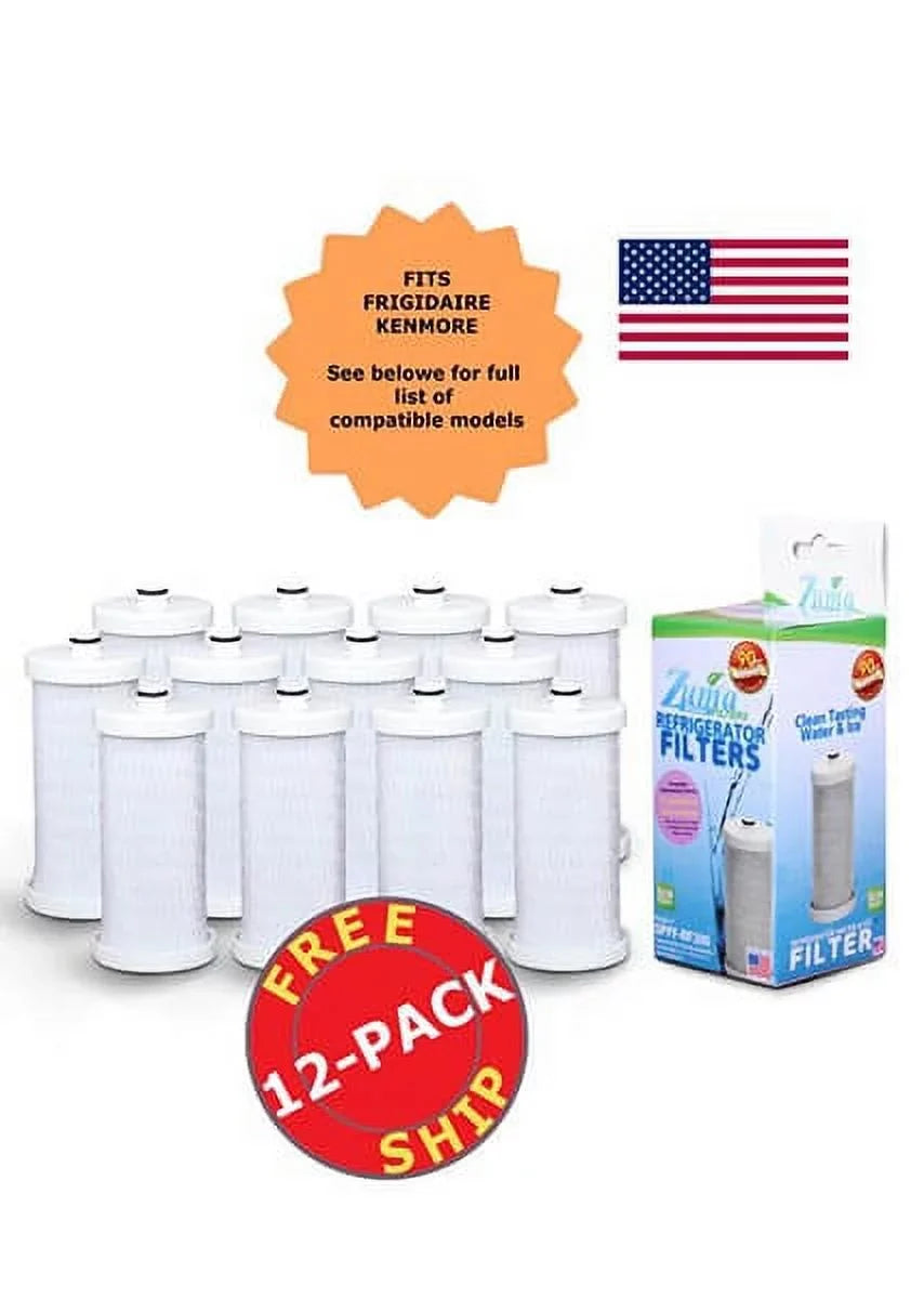 ZUMA Brand , Water and Ice Filter , Model # OPFF-RF300 , Matching with Frigidaire® NGRG-2000 - 12 Pack - Made in U.S.A.