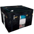 ECZJNT Black Cat looking at the camera Storage Bag Clear Window Storage Bins Boxes Large Capacity Foldable Stackable Organizer With Steel Metal Frame For Bedding,Clothes,Closets, Bedrooms