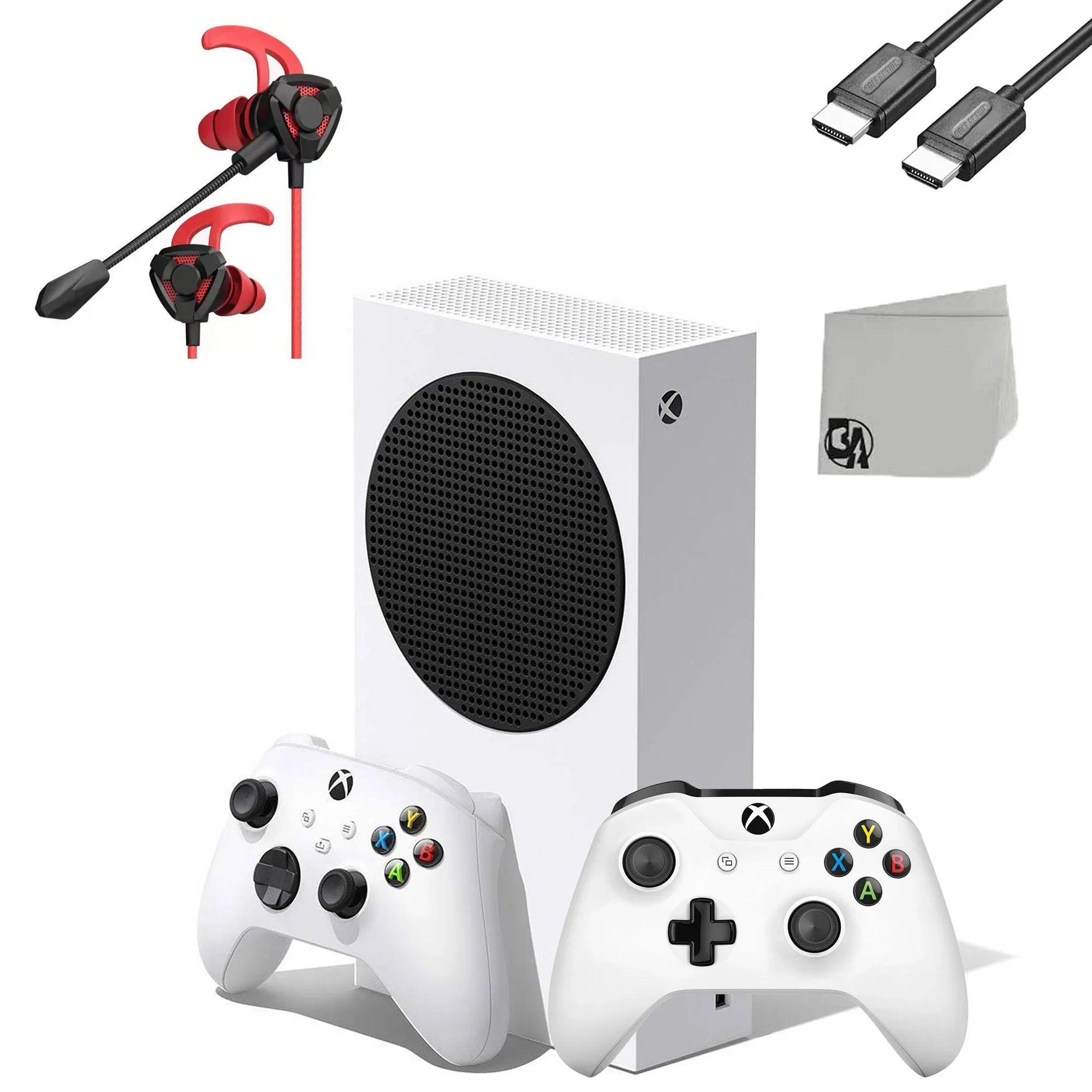 Microsoft Xbox Series S 512GB white Gaming Console With 2 Controller + G9 Earbuds With Microphone BOLT AXTION Bundle Used