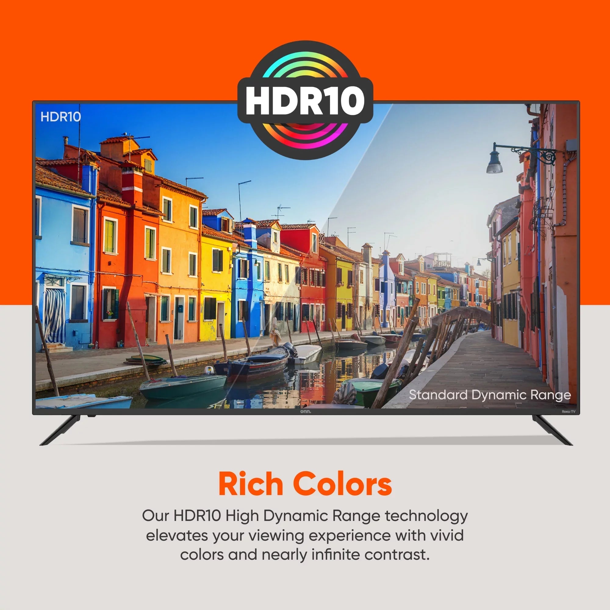 onn. 58” Class 4K UHD (2160P) LED Roku Smart TV HDR (100069454)