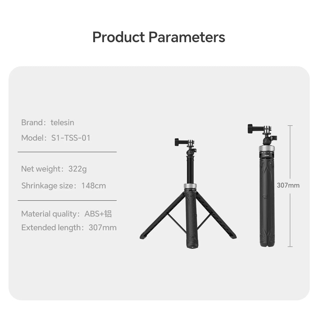 360° Rotation 1.5M Selfie Stick Foldable Tripod For GoPro Hero 12 11 10 9 8 7 6 5 Insta360 DJI Osmo Action Selfie Stick