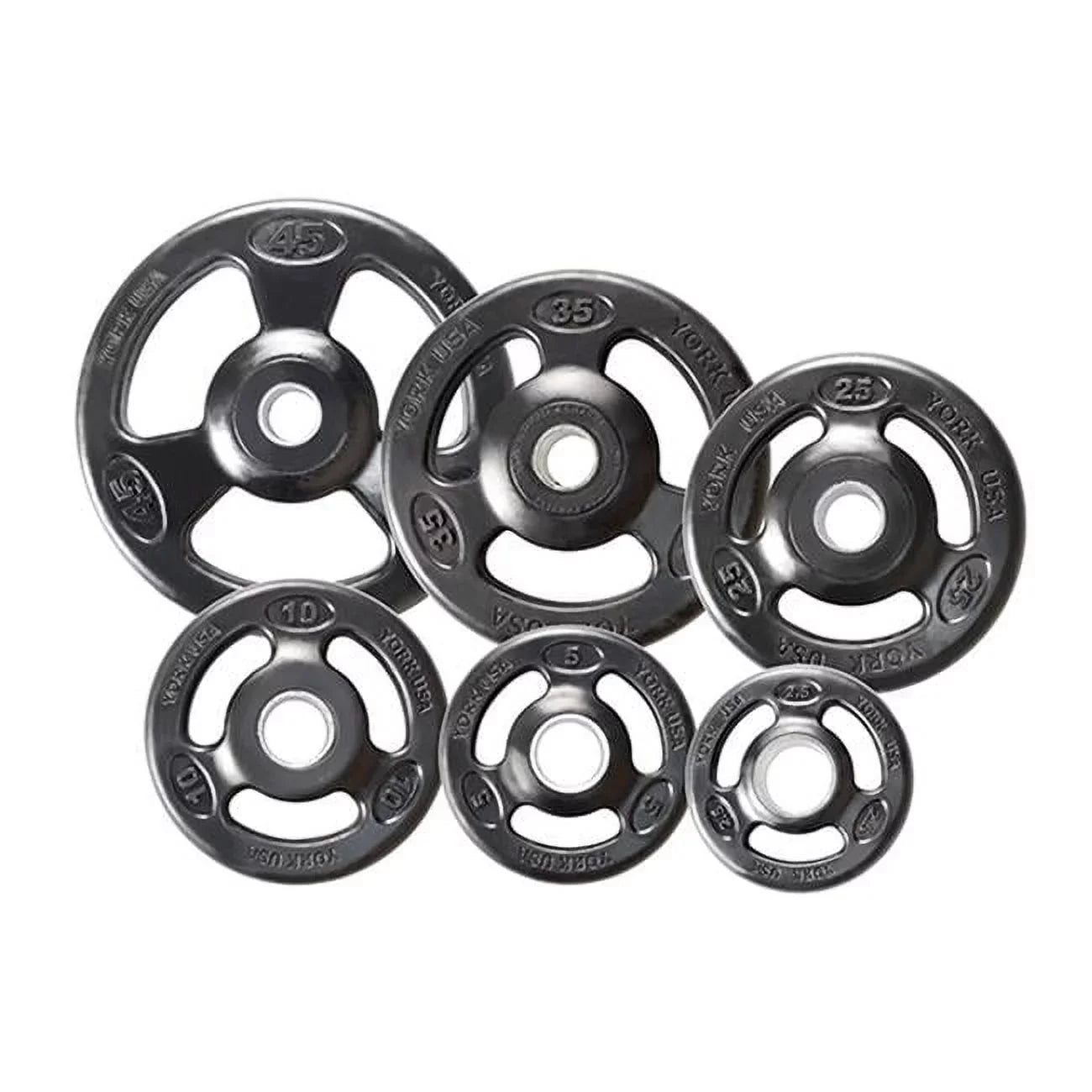 York Barbell Grip Steel Composite Olympic Iron Plate, Black - 35 lbs