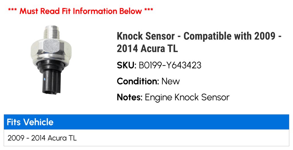 Knock Sensor - Matching with 2009 - 2014 Acura TL 2010 2011 2012 2013