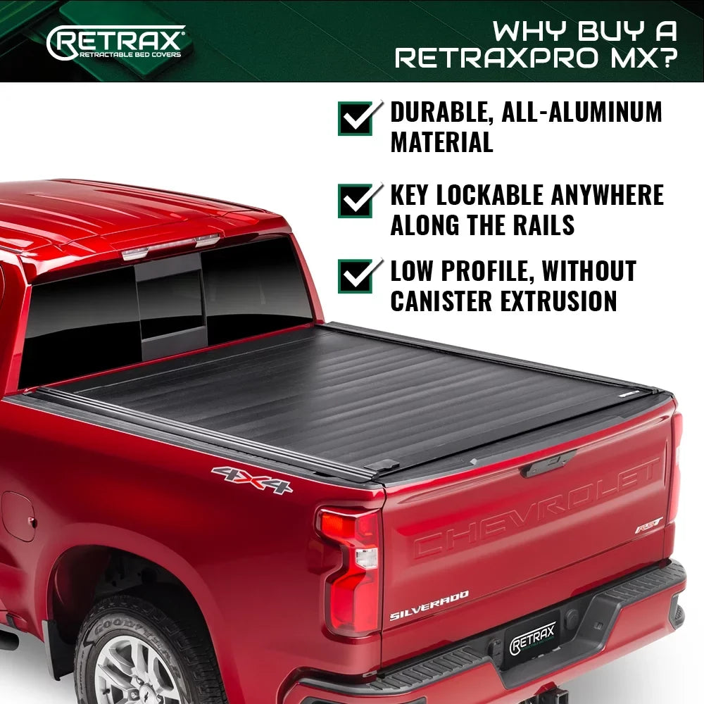 Retrax By Realtruck MX Retractable Truck Bed Tonneau Wrap | 80842 | Matching With Select 2007-2021 Toyota Tundra Regular & Double Cab with Deck Rail System 6' 7" Bed (78.7")