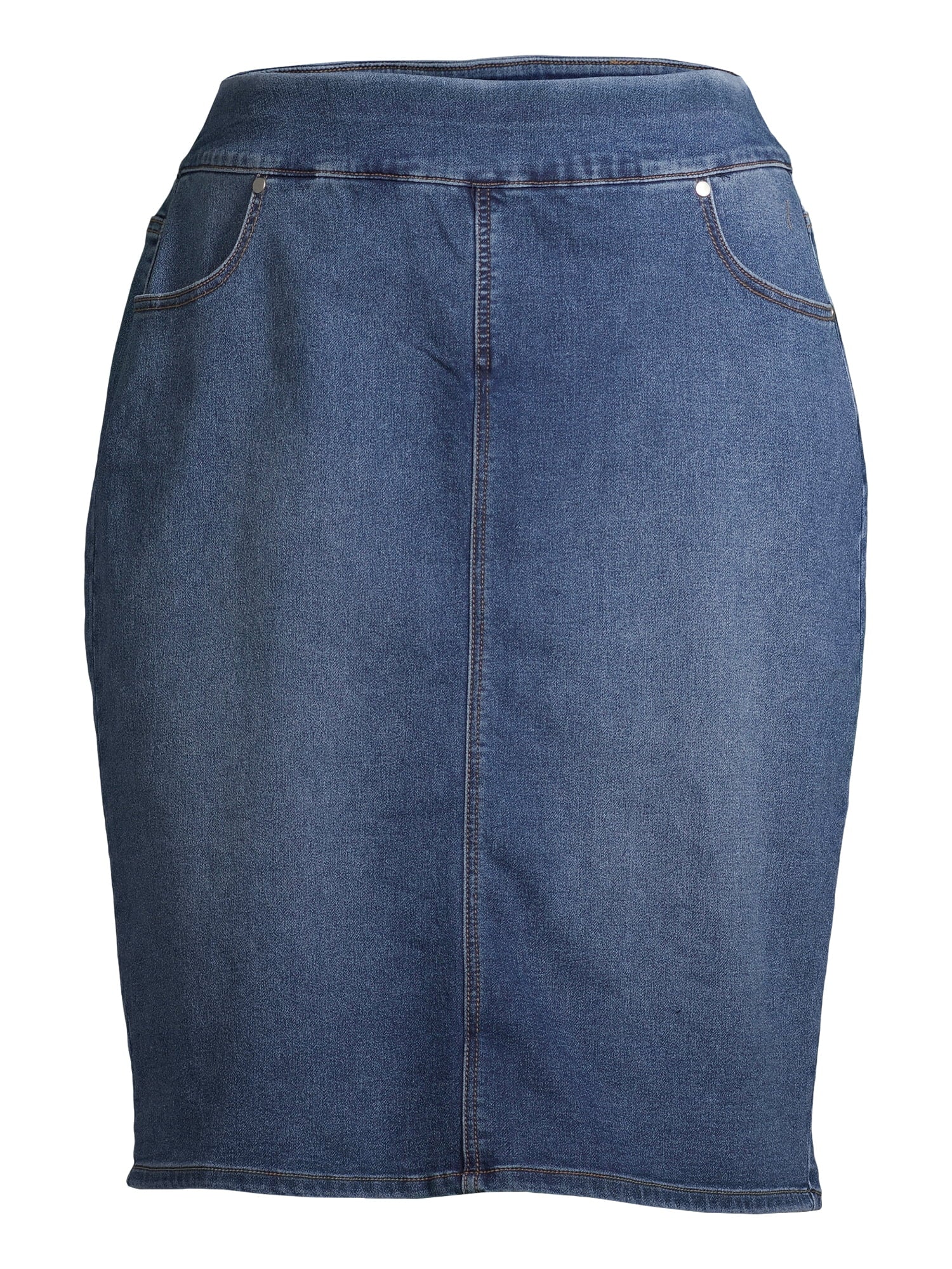 Alivia Ford Women's Plus Size Pull-On Denim Skirt