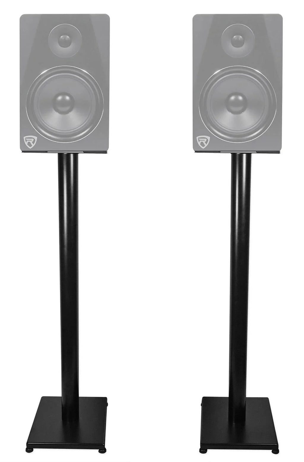 Pair Rockville RS37B 37" Steel Bookshelf Speaker / Studio Monitor Stands in Black