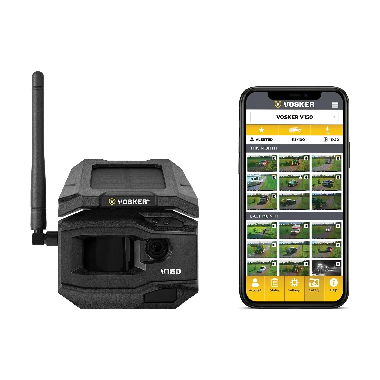VOSKER 1202 V150 Solar-Powered LTE Cellular Outdoor Security Camera (US Nation Wide Network)