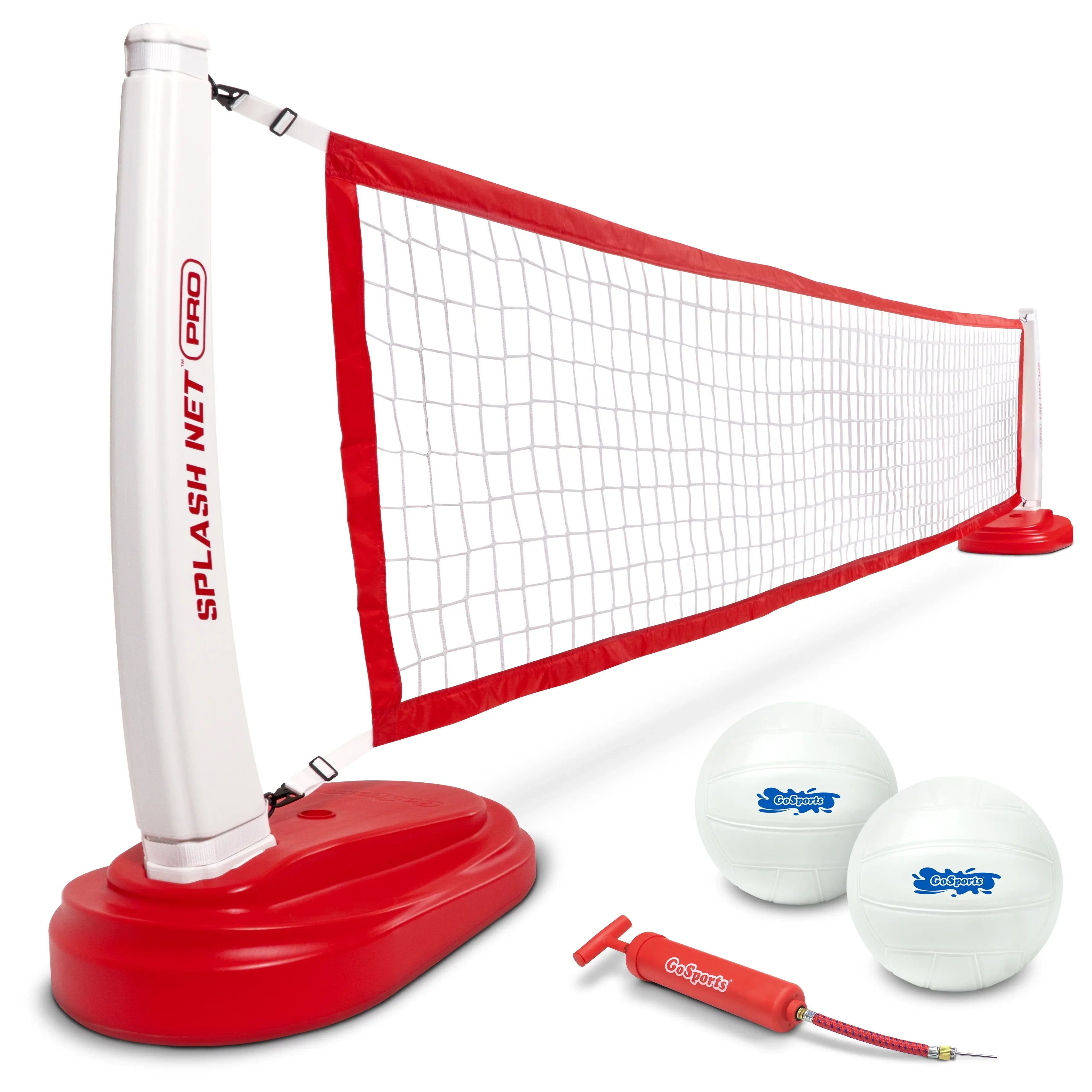 GoSports Splash Net PRO Pool Volleyball Net, Includes 2 Balls, Red