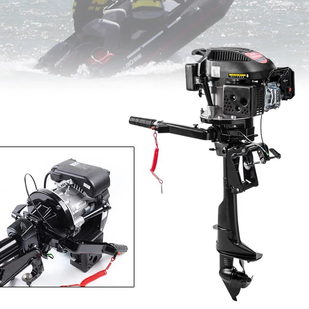 6 HP 4-Stroke Heavy Duty Outboard Motor Fishing Craft Engine Air Cooling System