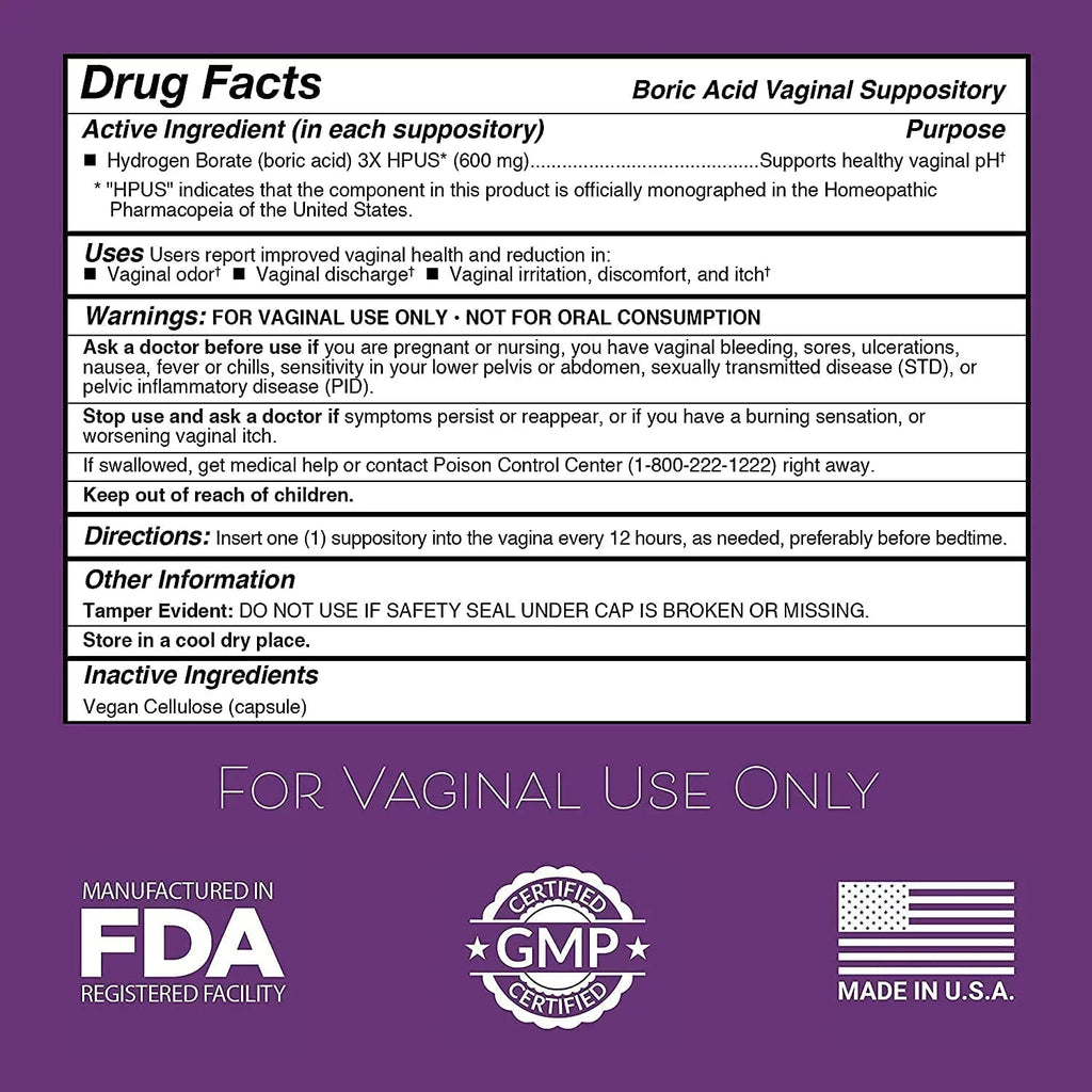 Intimate Rose Boric Acid Suppositories, pH Balance for Women, Boric Acid Vaginal Suppositories for Yeast Infection, Vaginitis, Bacterial Vaginosis, 90-Count (600mg) + 21 Applicators - 100% made in USA