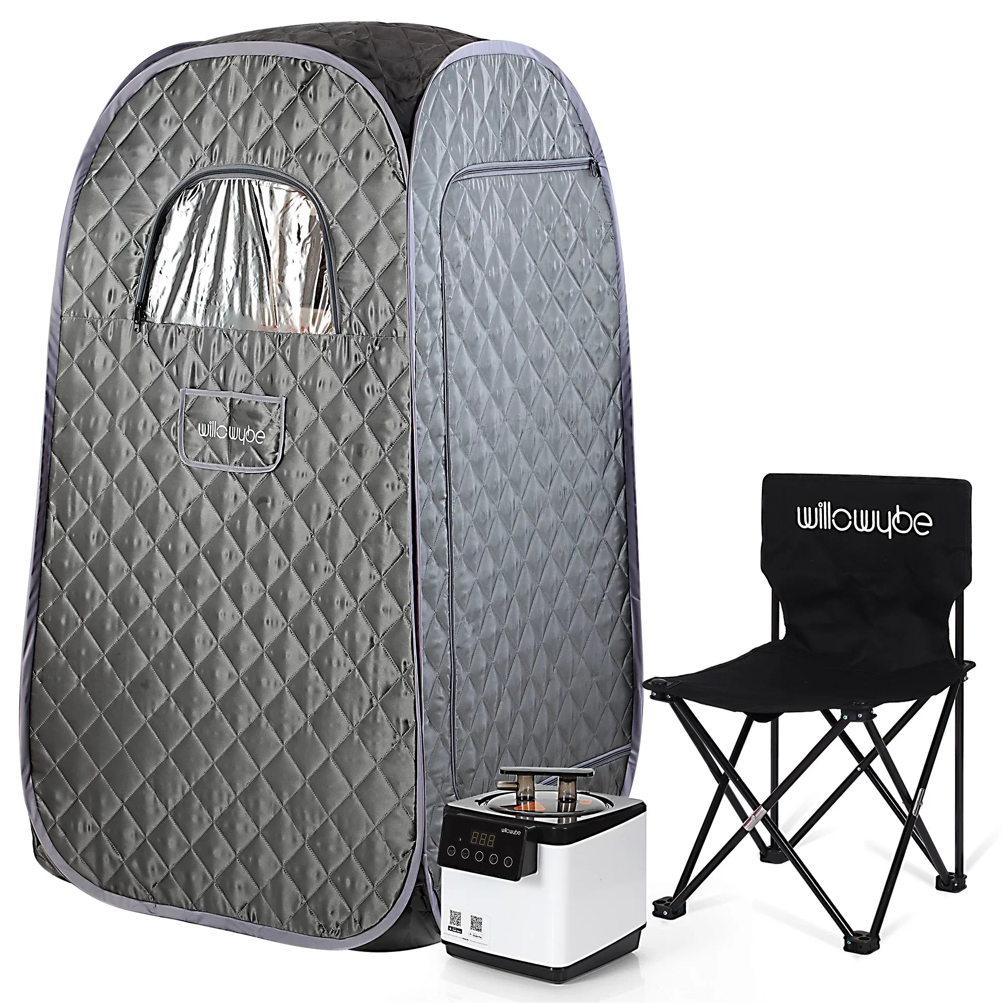 Full Size Portable Steam Sauna, Personal Home Spa with Bluetooth and Infrared Control, Steamer, Boby Tent, Foldable Chair, Portable Sauna for Home