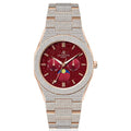 Asorock Watches | Yellow Gold/Red | Iced transporter - Small diamond bezel - Fully iced strap | 44mm CZ diamond watch
