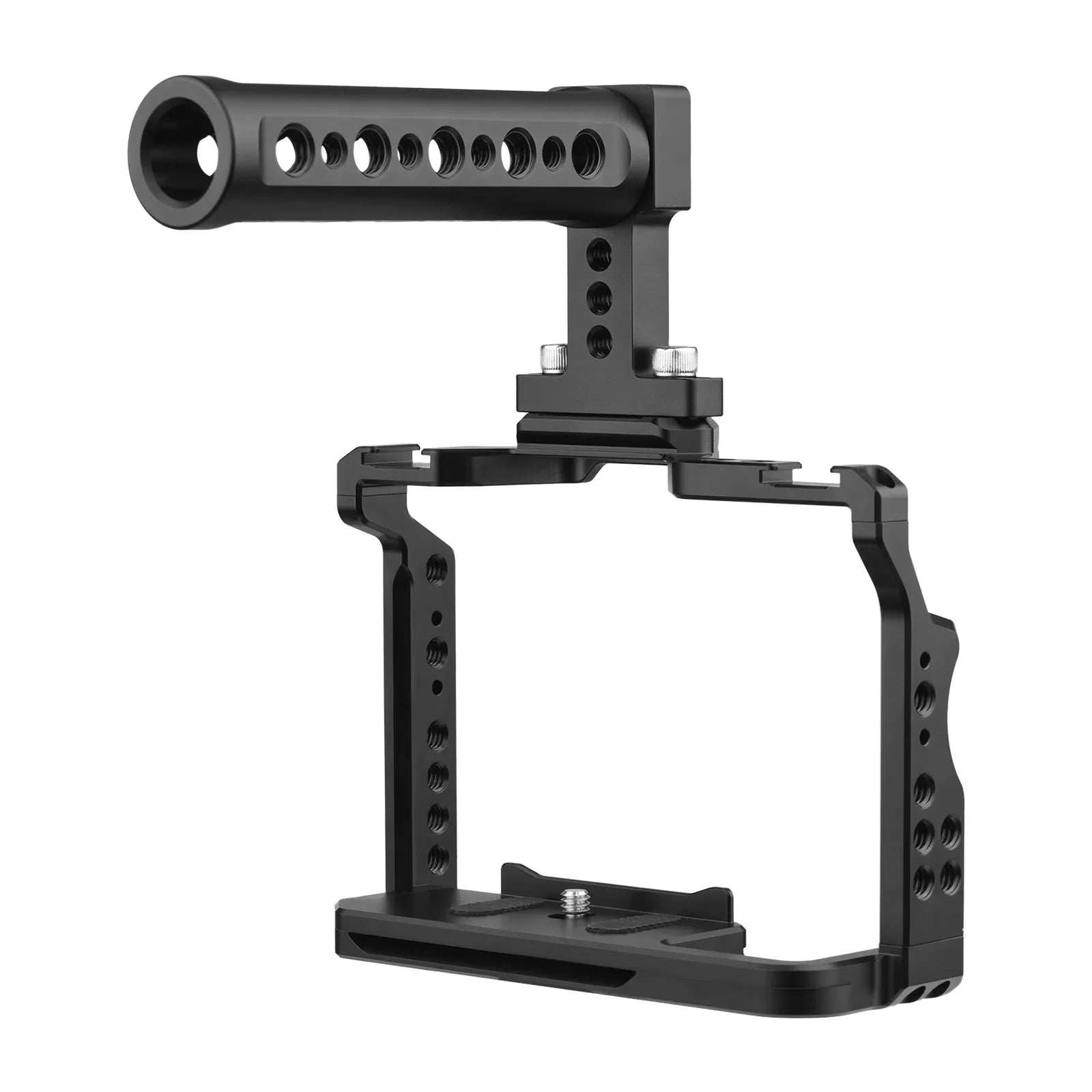 Andoer Camera Video Cage + Handle Kit Aluminum Alloy with Dual Cold Shoe Mounts Numerous 1/4 Inch Threads Replacement for Sony A7IV/ A7III/ A7II/ A7R III/ A7R II/ A7S II