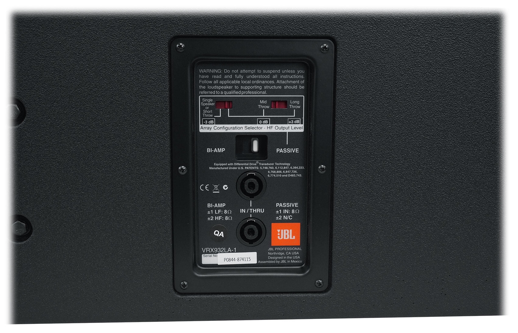 JBL VRX932LA-1 12" 800 Watt 2-Way Passive Line-Array Speaker in Black