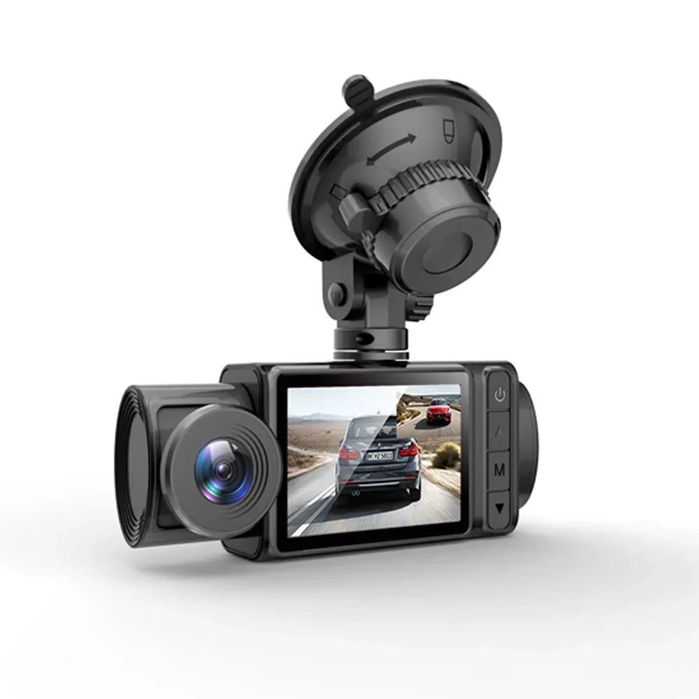 Shinysix 3 Cameras Dash Cam 2in Clear Car Rearview Mirror Car Video Recording Camcorder Multi-Language Car Camera Recorder Auto Safety Driving Recorder