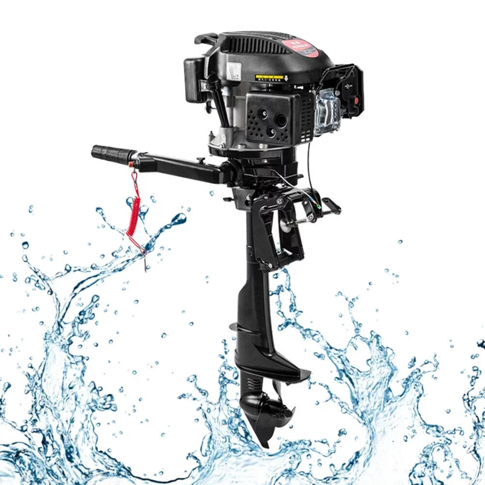 6 HP 4-Stroke Heavy Duty Outboard Motor Fishing Craft Engine Air Cooling System