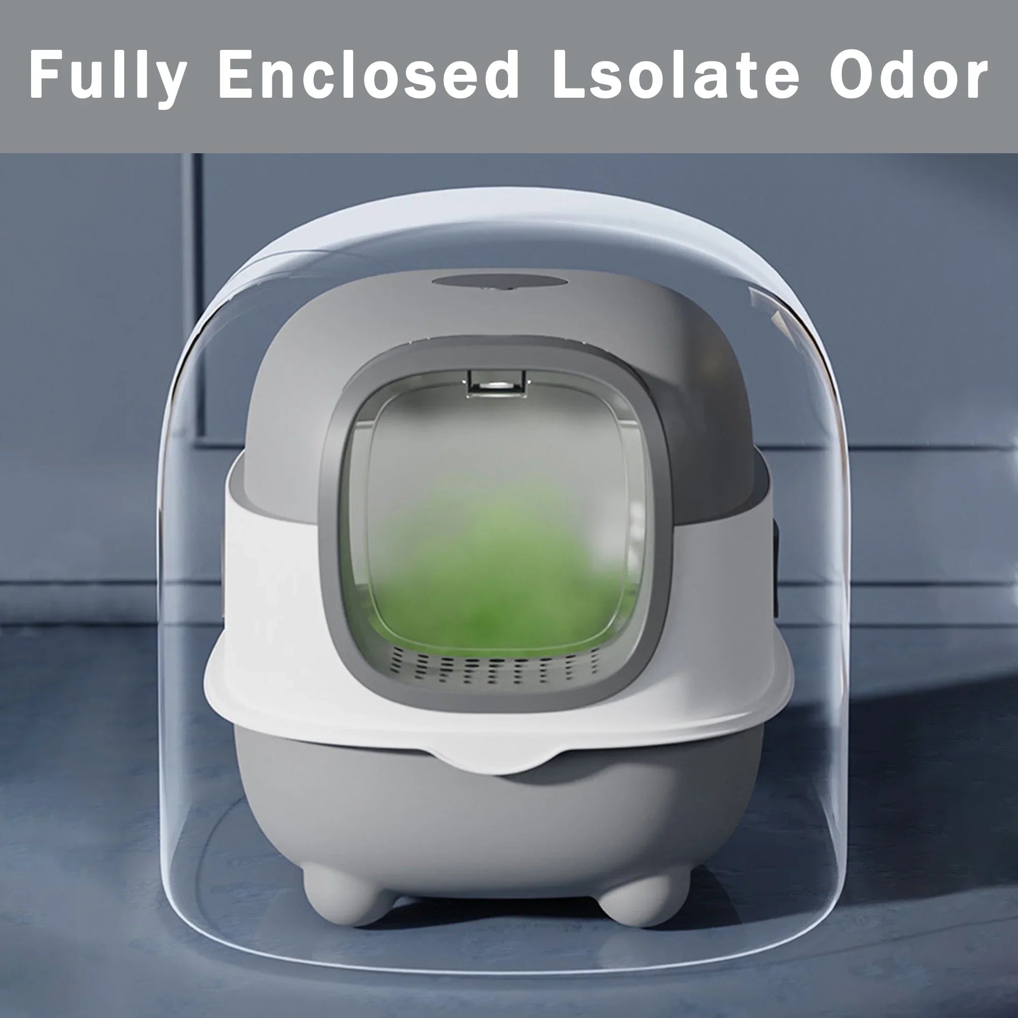 EOIVSH Large Cat Litter Box,Pets Enclosed Cat Litter Boxes,Odor Control,Jumbo Hooded,Gray,Door Isolate Smelly