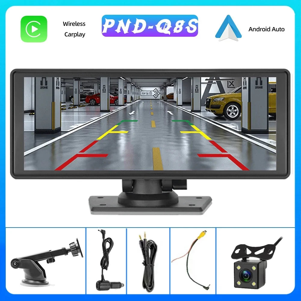 Portable Wireless Carplay&Android Auto Car Stereo,Newest 9.3 Inch Touch Screen Car Stereo with Bluetooth/FM Synchronization/Rear Camera Navigation Unit Player with Bluetooth FM Transmitter,AUX, TF