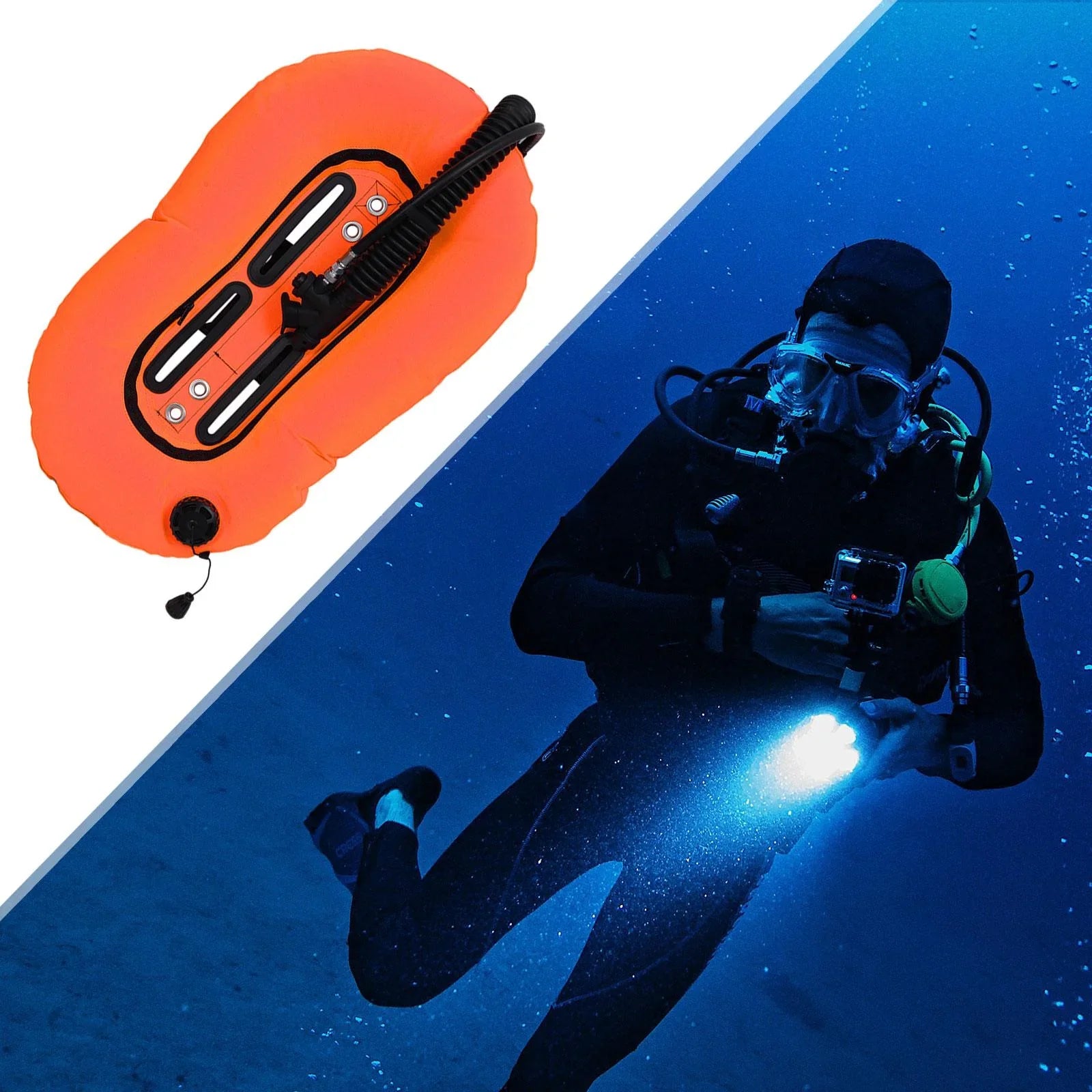 harayaa Diving Snorkeling Donut Wing Single Tank Scuba BCD Set for Freediving Diving Orange