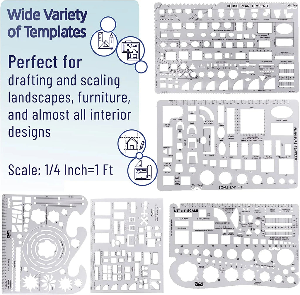 Mr. Pen- Architect Set, Professional Geometry Set, 17 Pcs, Compass and Protractor Set, Drafting Tools