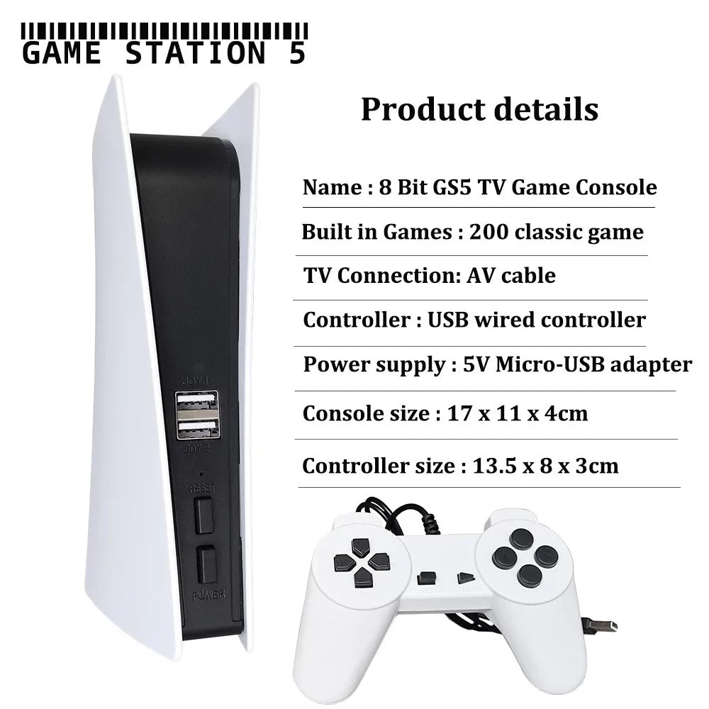 GS5 Gaming Console For Wired Handheld Game Player 200 Classic Game for Kids Adults
