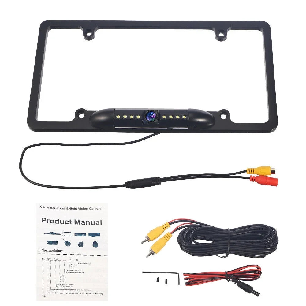 G·PEH HD License Plate Frame Rear View Camera - 8 Upgraded Infrared Lights - Clear Vision - Easy Installation - Black
